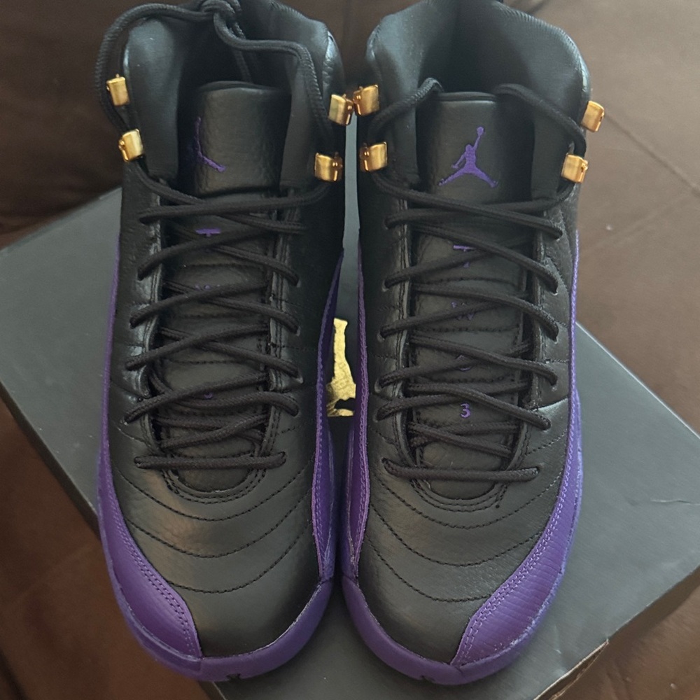 Jordan Big Kids Black and Purple High-Top Sneakers